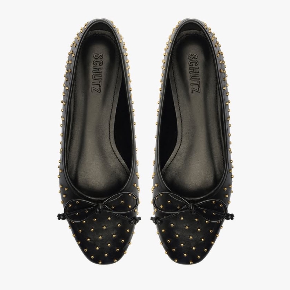 Schutz Black Arissa Studded Women's Flats new in box